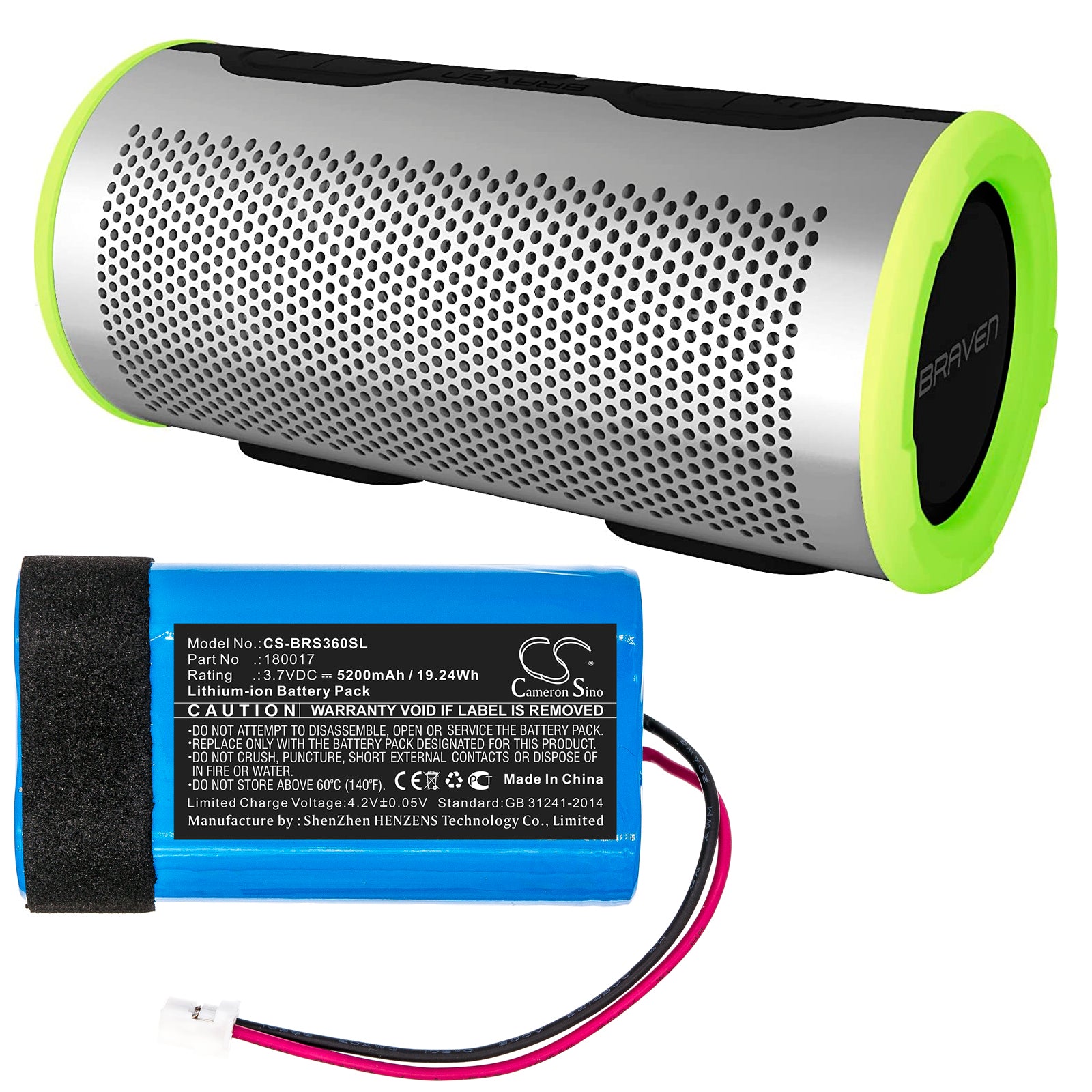 Braven Stryde 360 5200mAh Replacement Battery BatteryClerkcom Speaker