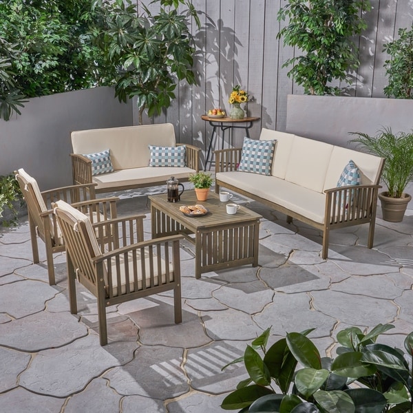 Carolina Outdoor 5pc. Acacia Conversational Set by Christopher Knight Home