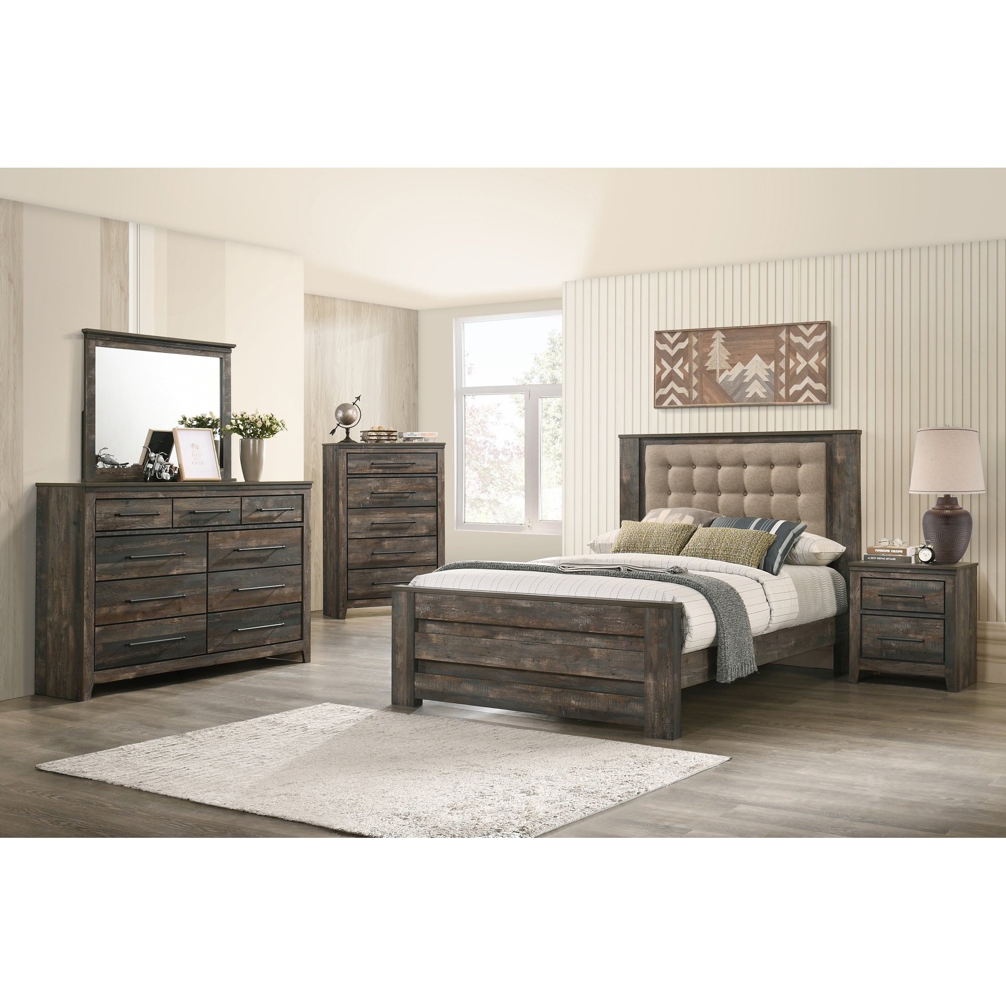 Weston Weathered Dark Brown 3-piece Bedroom Set with Chest - - 35553390