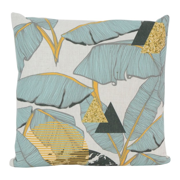 Square Tropical Banana Leaf Indoor Throw Pillow Green yellow