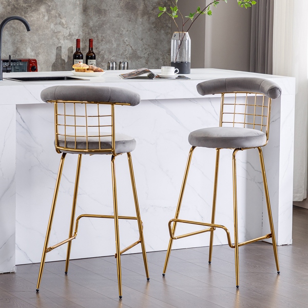 30 Inch Industrial Style Table High Bar Stools， Kitchen Island Bar Living Room Armless Dining Chairs with Metal Legs (Set of 2)