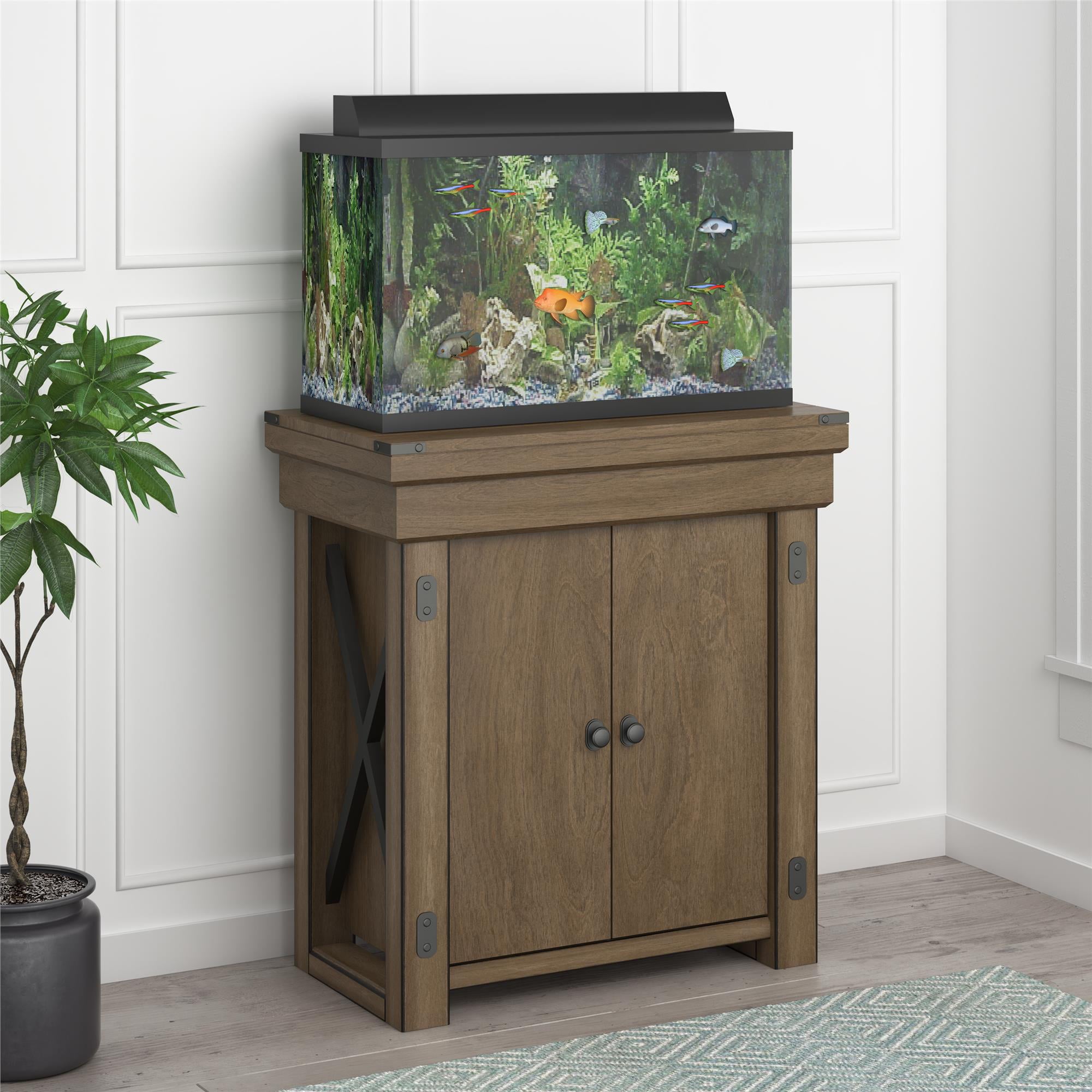 Flipper by Ollie and Hutch Wildwood 20 Gallon Aquarium Stand， Rustic Gray