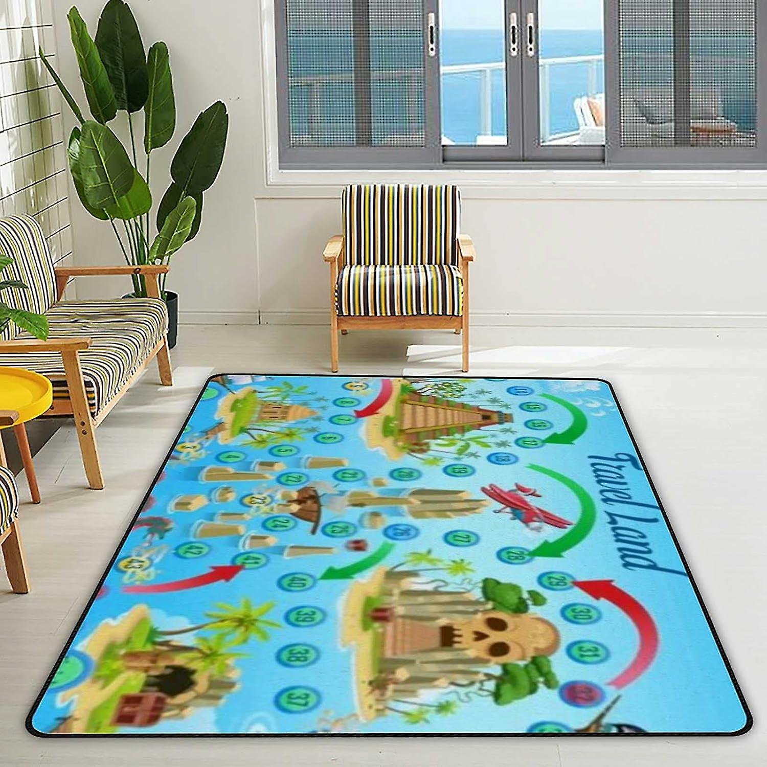 Soft Area Rugs Board Game With Astronaut In Space Floor Carpet Mat For Kids Playing Room Hardwood Floor Living Room 60x39in