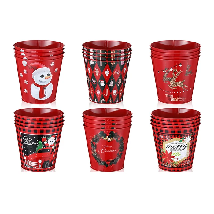 Christmas Metal Bucket Christmas Decorations Bucket  Party Buckets Gift Pails Candy Home Table Centerpieces Decoration