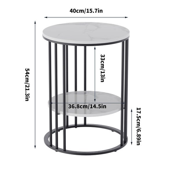 Tall Frame End Table Sintered Stone Tabletop Nightstand Storage Shelf - 15.7x15.7x21.3 inch