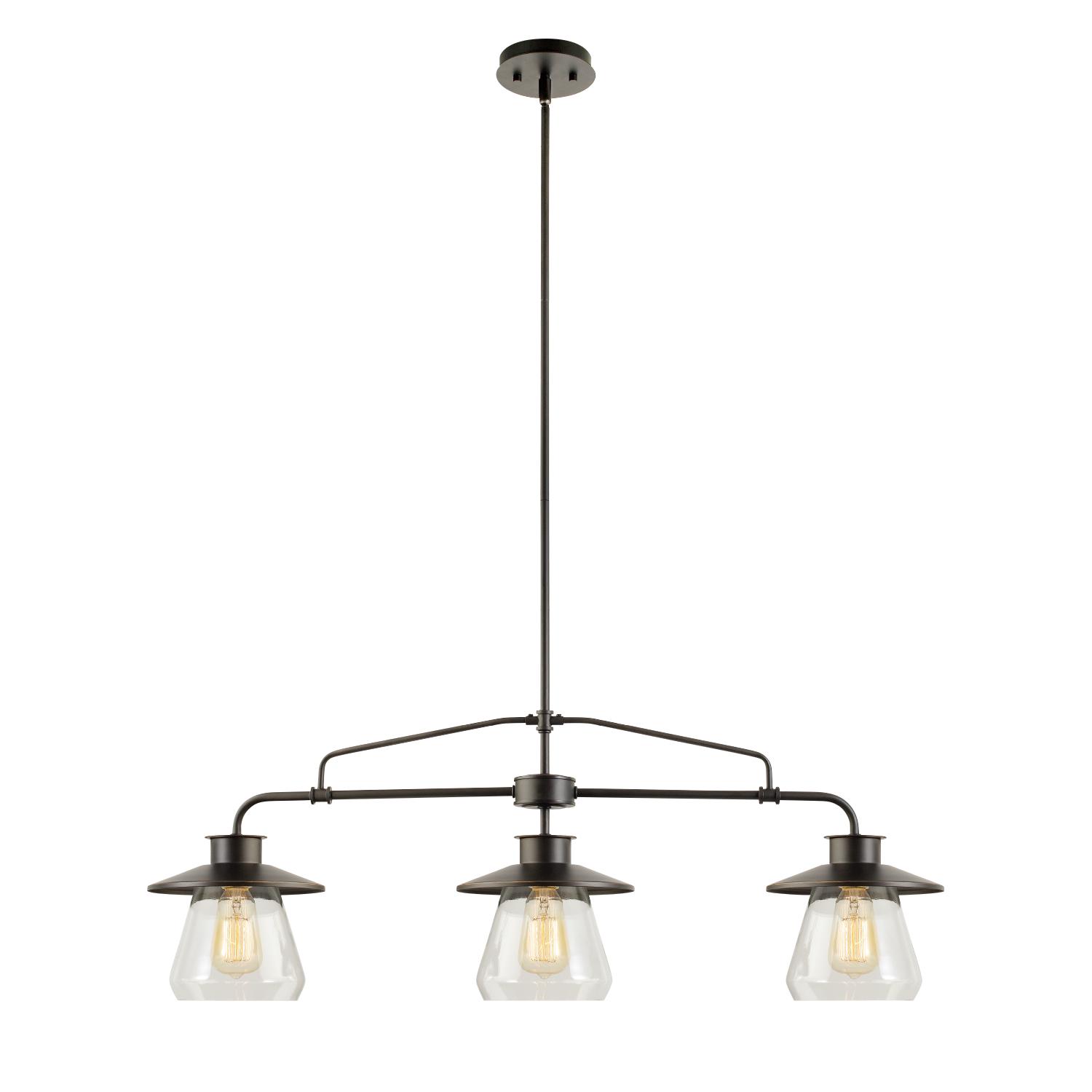 Globe Electric Nate 3-Light Oil Rubbed Bronze Pendant， 64845