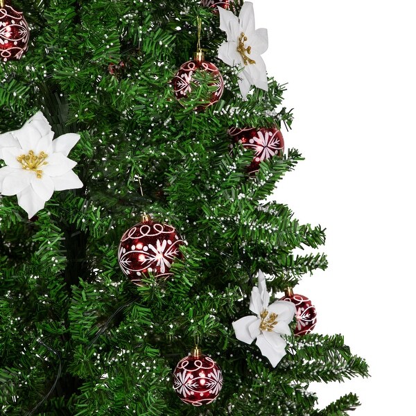 6' Green and Red Musical Lighted Snowing Artificial Christmas Tree White LED Lights