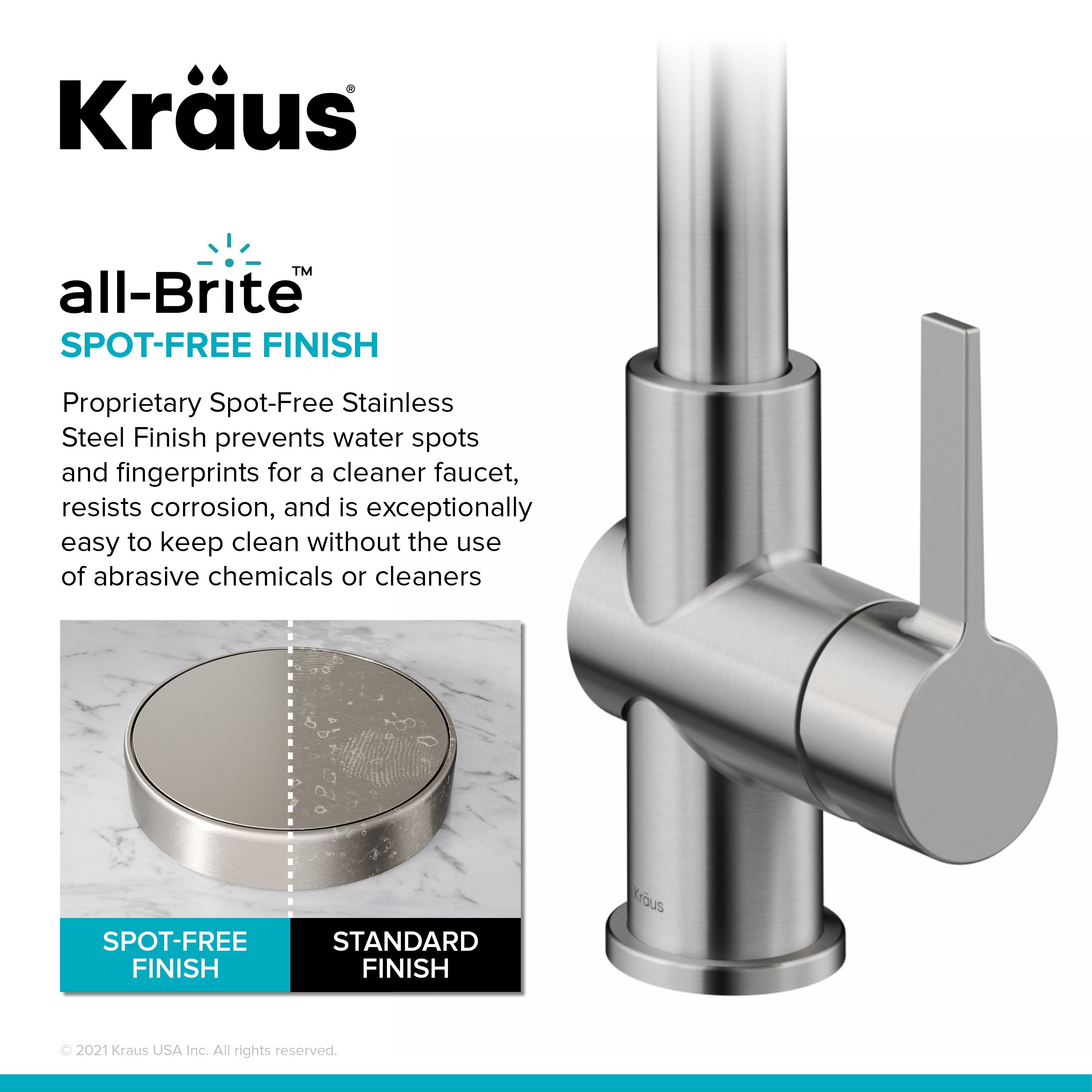 Kraus Britt 2-in-1 Commercial Style Pull-Down Single Handle Water Filter Kitchen Faucet for Reverse Osmosis or Water Filtration System in Spot Free Stainless Steel