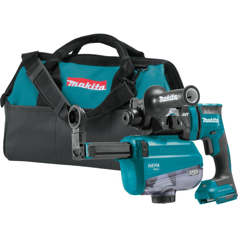 Makita 18V LXT 11/16" AVT SDS Plus Rotary Hammer Kit with HEPA Dust Extractor Bare Tool XRH12ZW from Makita