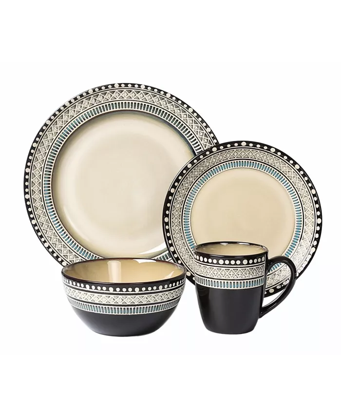 Lorren Home Trends 16 Piece Glazed Dinnerware