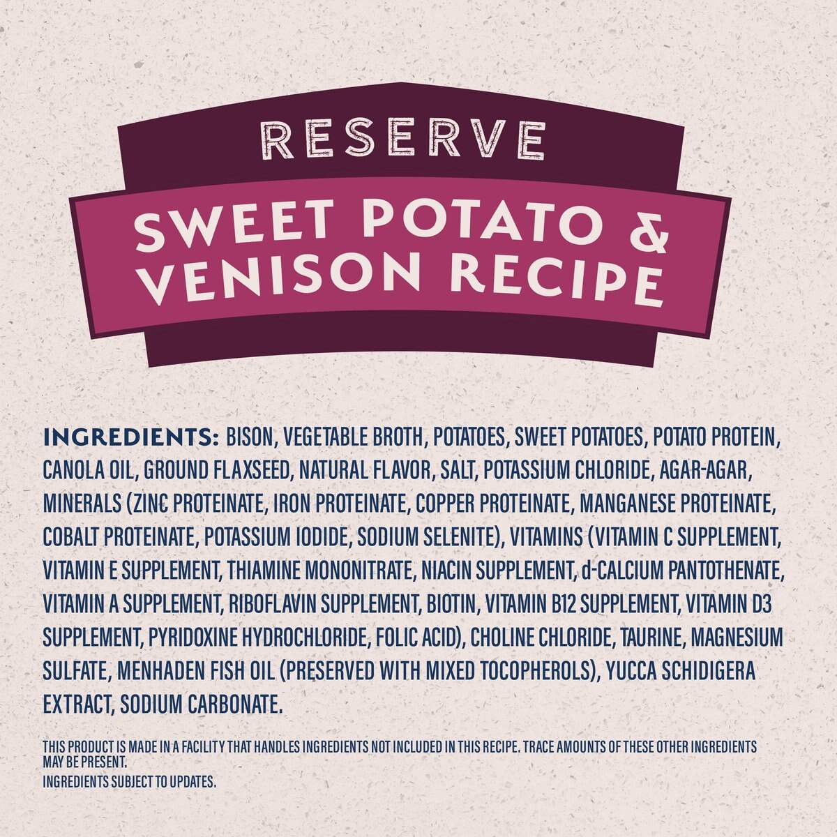 Natural Balance Limited Ingredient Reserve Sweet Potato and Venison Recipe Wet Dog Food