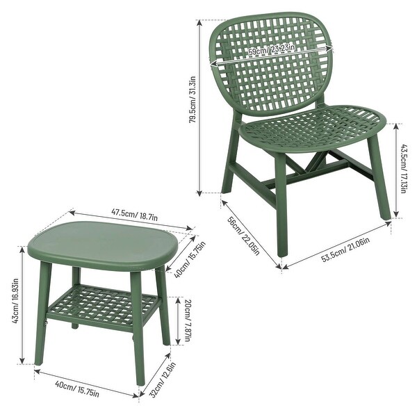 3 Pieces Hollow Design Retro Patio Table Chair Set - Overstock - 37914445