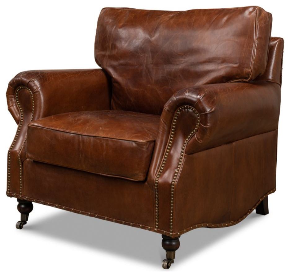 Papa  x27s Chair Comfortable Leather Club Chair   Traditional   Armchairs And Accent Chairs   by Sideboards and Things  Houzz