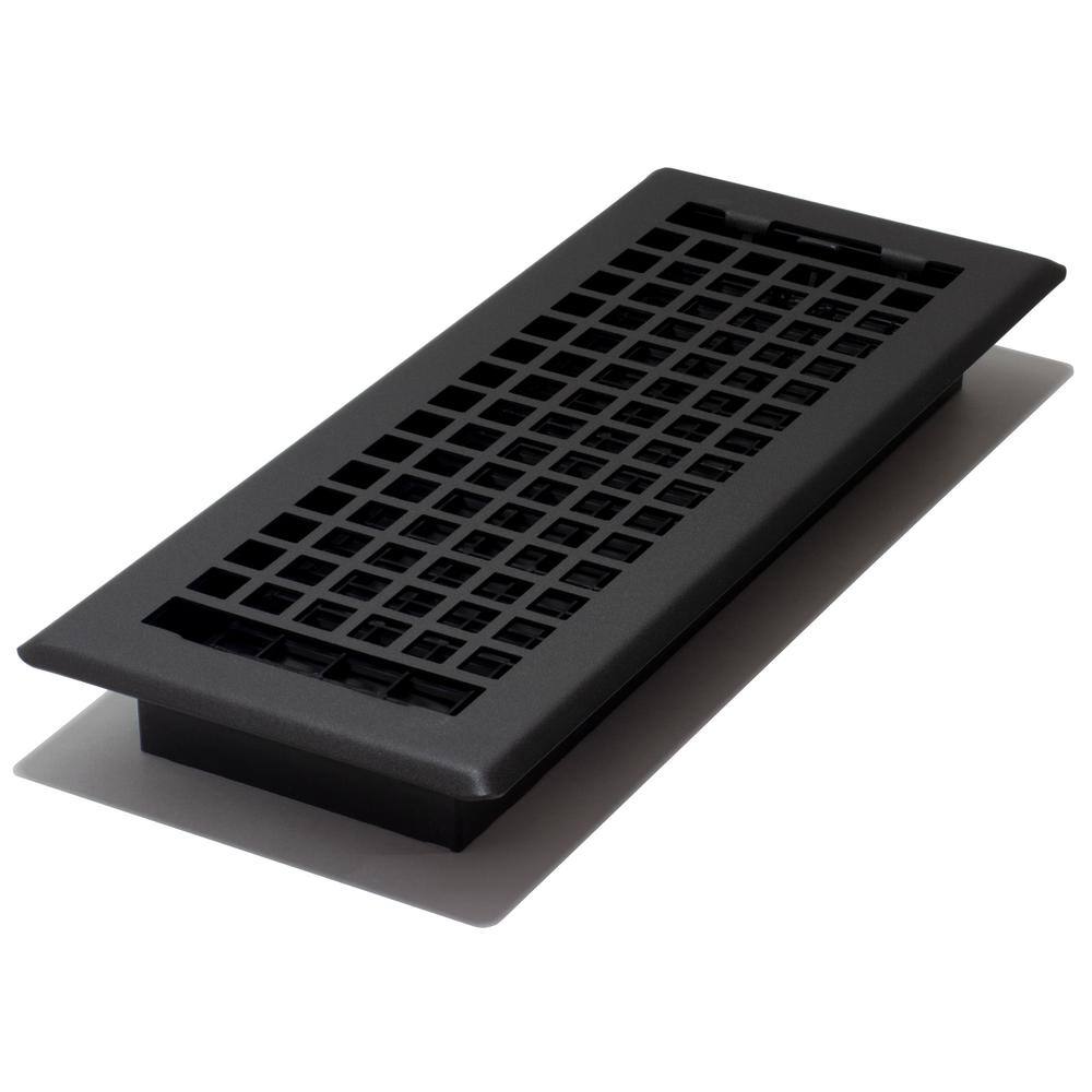 Decor Grates 4 in. x 12 in. Lattice Floor Register Textured Black LTH412-BLK