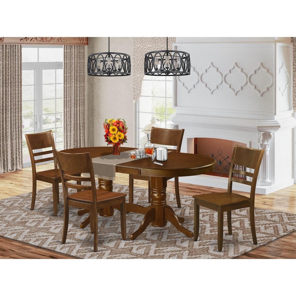 East West Furniture Dining Room Table Set   an Oval Kitchen Table with Butterfly Leaf and Dining Chairs  Espresso(Pieces Option)