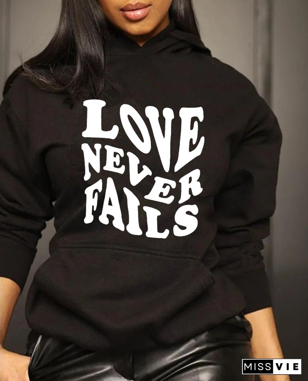 Letter Print Loose Hoodies Pullover Sweatshirts