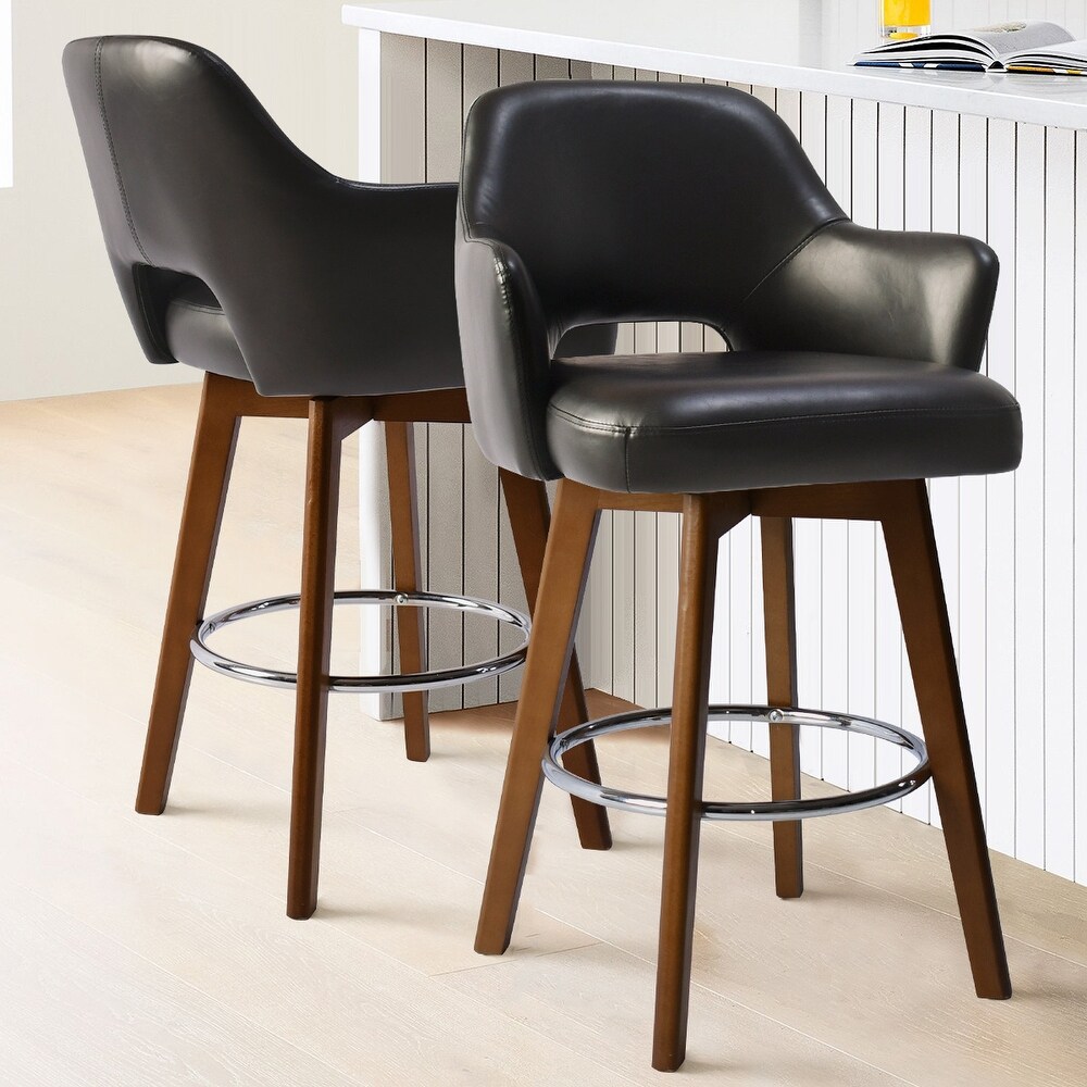 Faux Leather Swivel Contemporary Upholstered Counter Height Stools Fabric Single