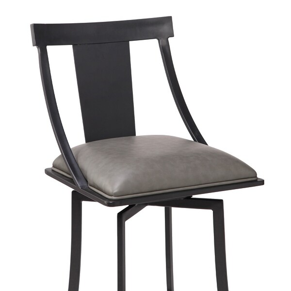 26 Inches Leatherette Counter Stool with Fiddle Back， Gray - 38 H x 25.5 W x 20.5 L Inches