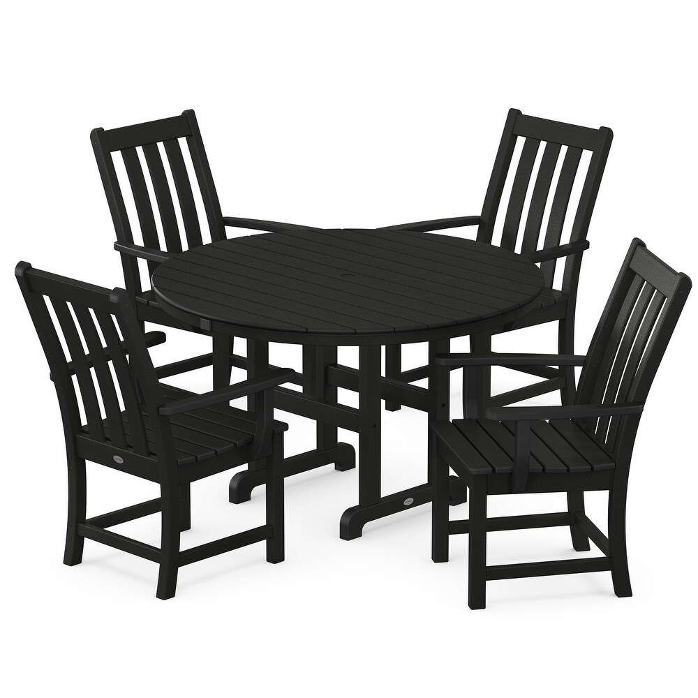 POLYWOOD Vineyard 5 Piece Round Arm Chair Dining Set   N/A