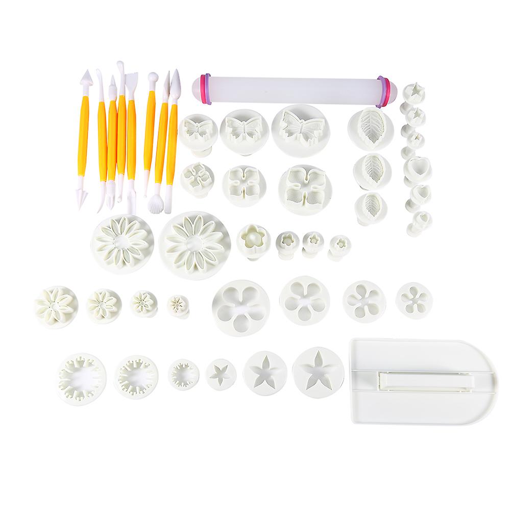 46 PCS Flower Fondant Cake Sugarcraft Decorating Kit Cutters Tools Mold Sets