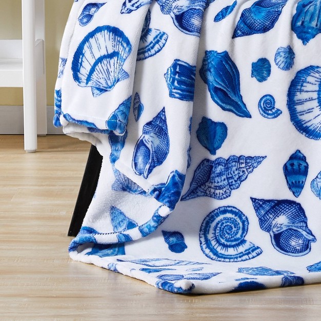 Oversized Home Coastal Shells Throw Blanket Vcny