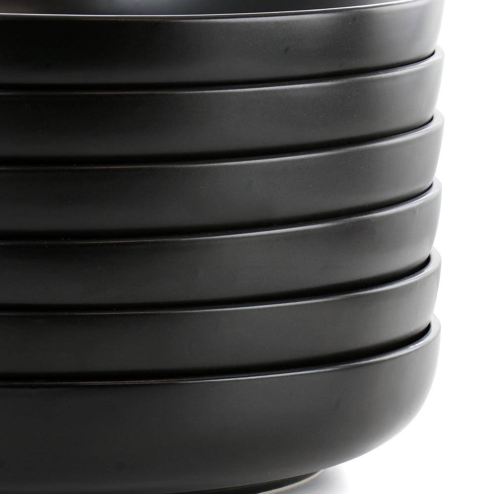 OUR TABLE Landon 24 fl. oz. 9.5 in. Pepper Black Round Stoneware Dinner Bowl (Set of 6) 985119865M