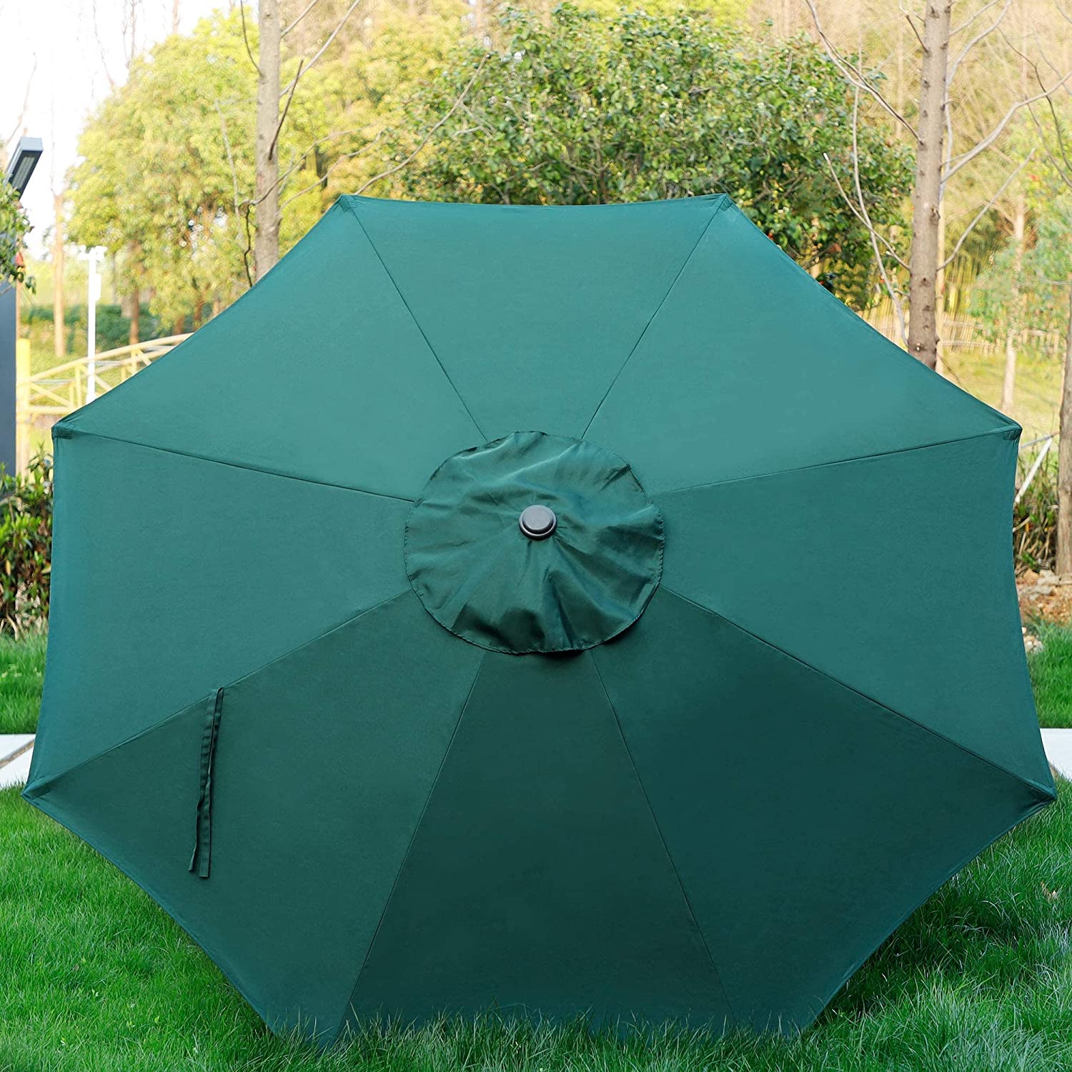 9' Outdoor Market Patio Umbrella with Push Button Tilt and Crank, 8 Ribs (Tan)