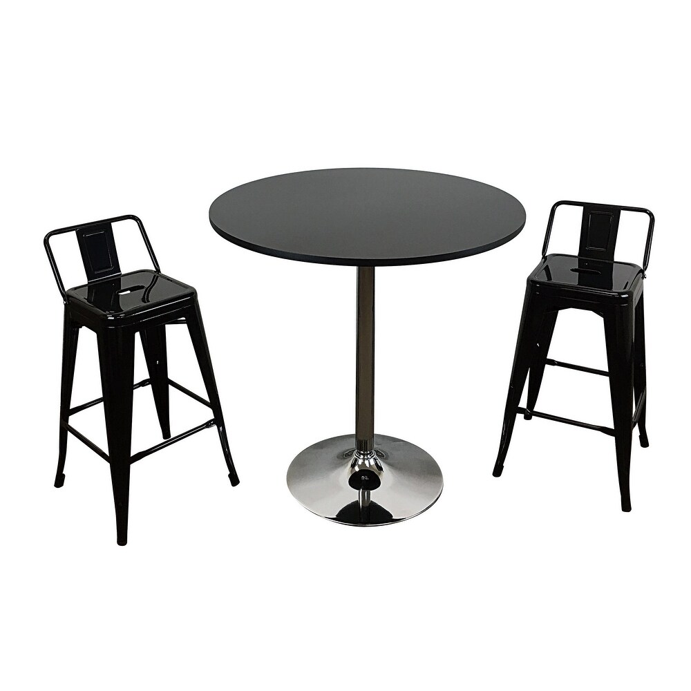 Round Wood Top Dining Table with Chrome Legs 35\