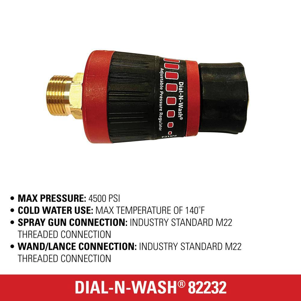 SIMPSON Dial-N-Wash Adjustable Pressure Regulator with M22 Connections for Cold Water 4500 PSI Pressure Washers 82232