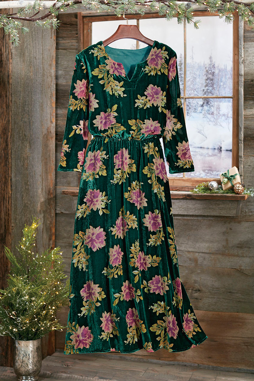Winter's Garden Velvet Dress
