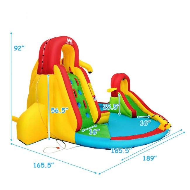 Kids Inflatable Water Slide Bounce House with Climbing Wall &Pool without Blower