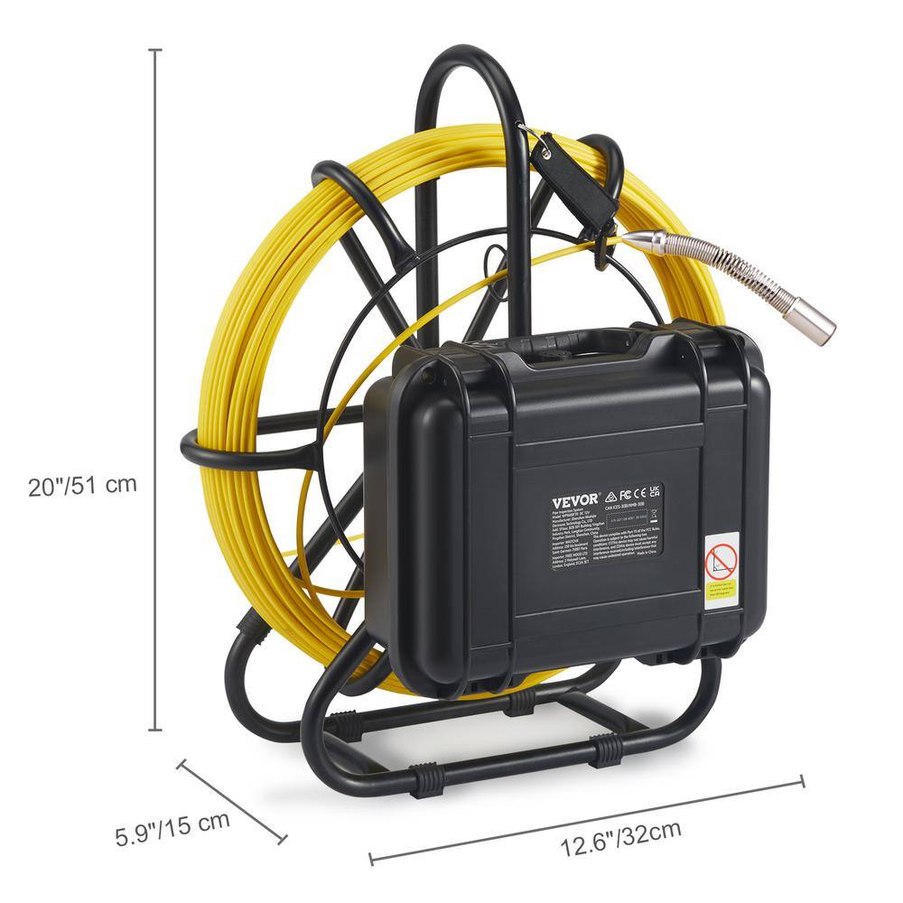 VEVOR Sewer Pipe Camera 9 in. Screen Pipeline Inspection Camera 165 ft. IP68 with DVR Function SD Card for Sewer Duct Drain JLKXSGDNKJ950DXC6V1