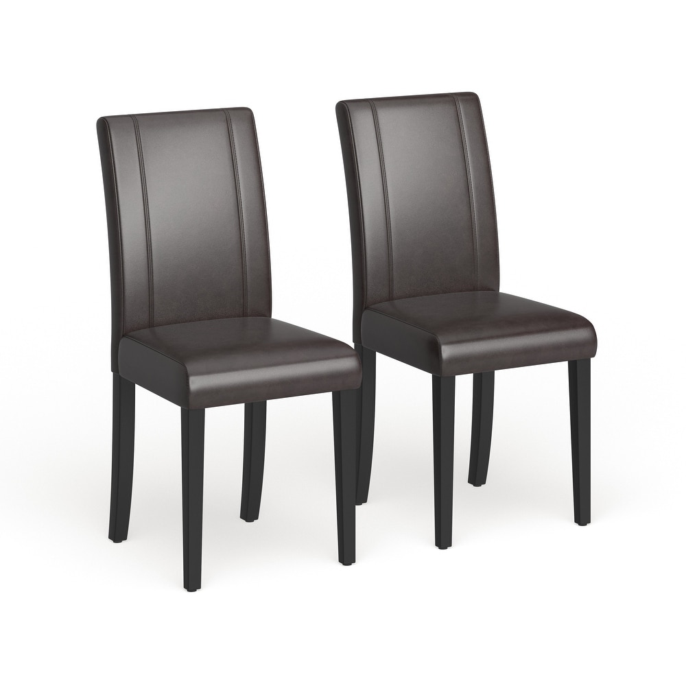 Roundhill Furniture Urban Style Solid Wood Leatherette Small Padded Parson Chairs (Set of 2)