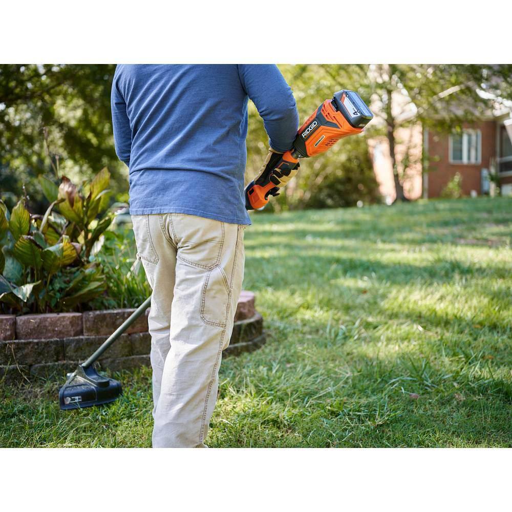 RIDGID 18V Brushless Cordless 2-Tool Combo Kit with String Trimmer Leaf Blower (3) Batteries and (2) Chargers R019001VNM-AC86096-AC840060PN