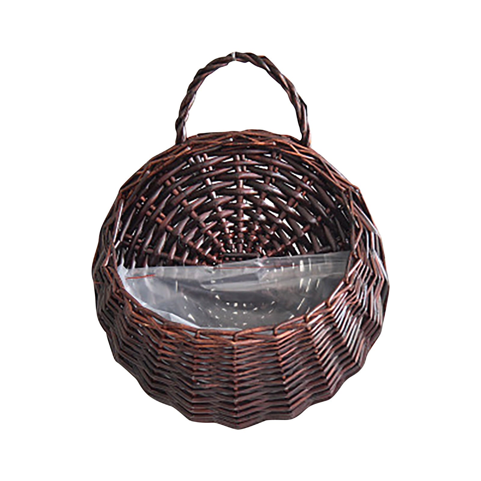 Fridja Wall Hanging Wicker Rattan Flower Basket Handmade Woven Hanging Basket Pots Hanger Garden Decoration Indoor Outdoor Watering Hanging Baskets for Home Garden Wedding Wall Decorations