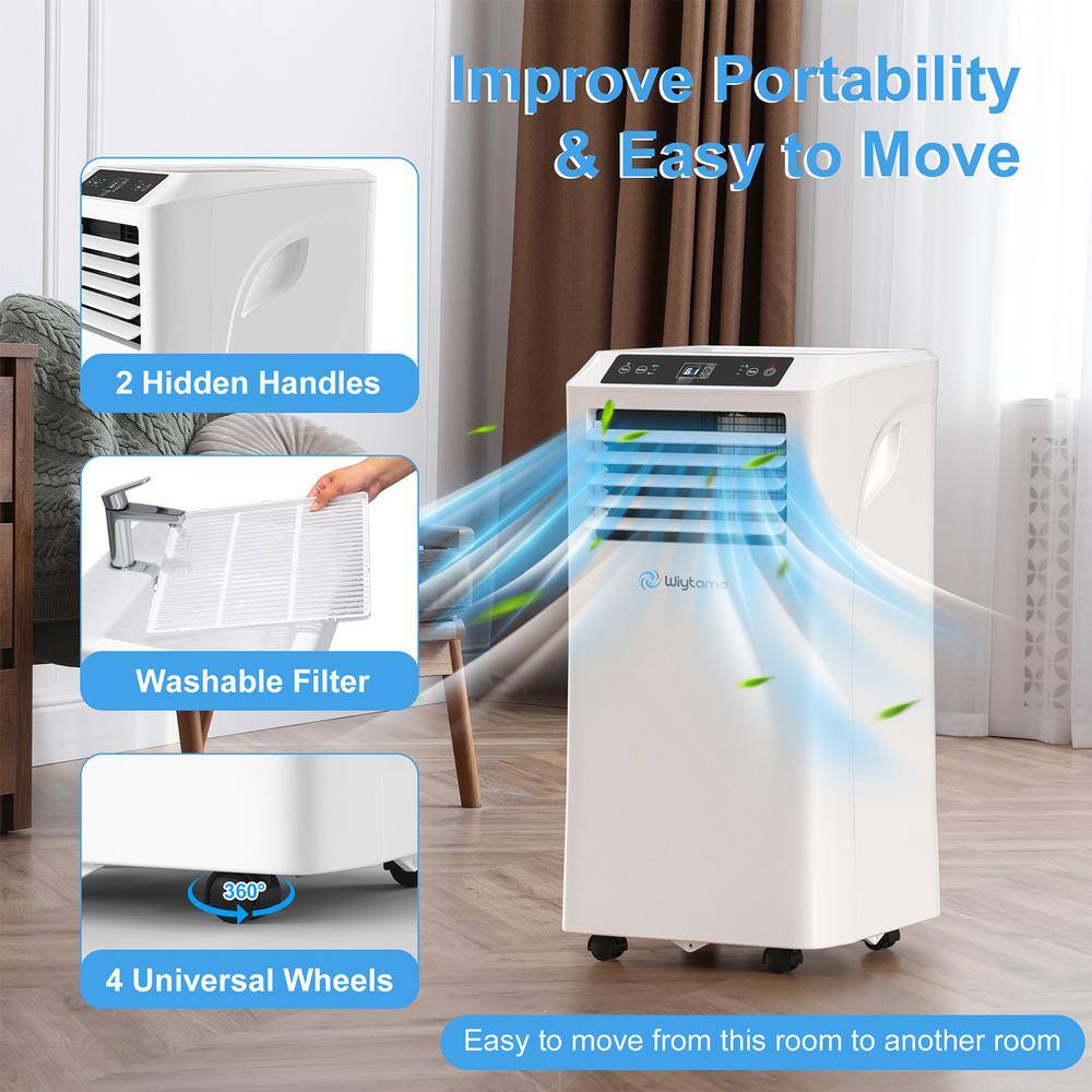 JEREMY CASS 10000 BTU (6500 BTU DOE) Portable Air Conditioner Cools 450 sq.ft. with Dehumidifier with Remote and Wifi in White WXKJRY23053102