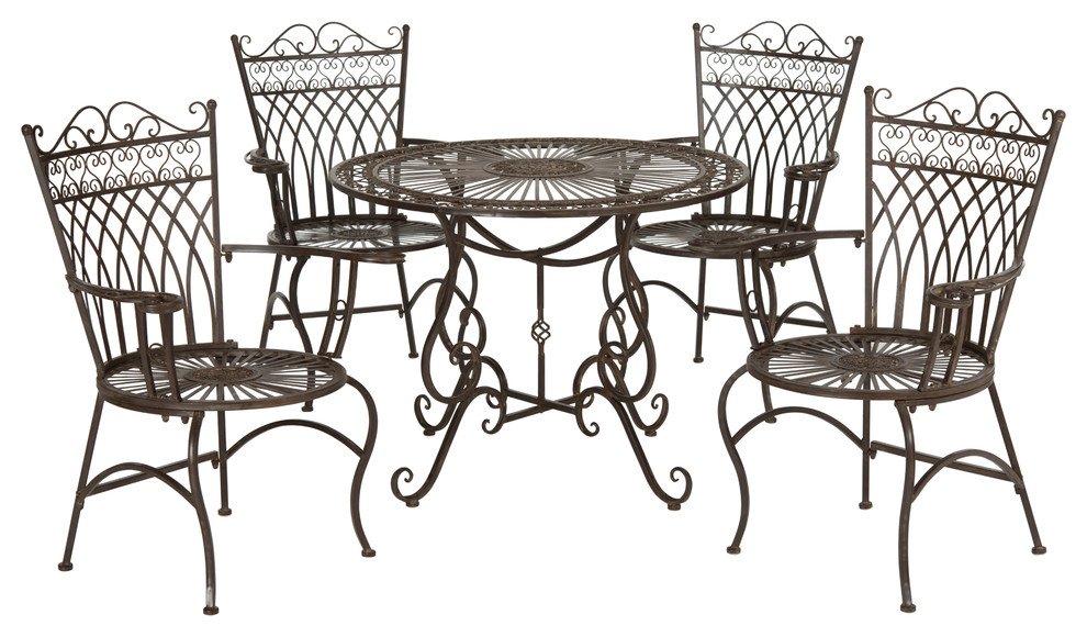 Safavieh Thessaly Outdoor 5 Piece Set   French Country   Outdoor Dining Sets   by HedgeApple  Houzz