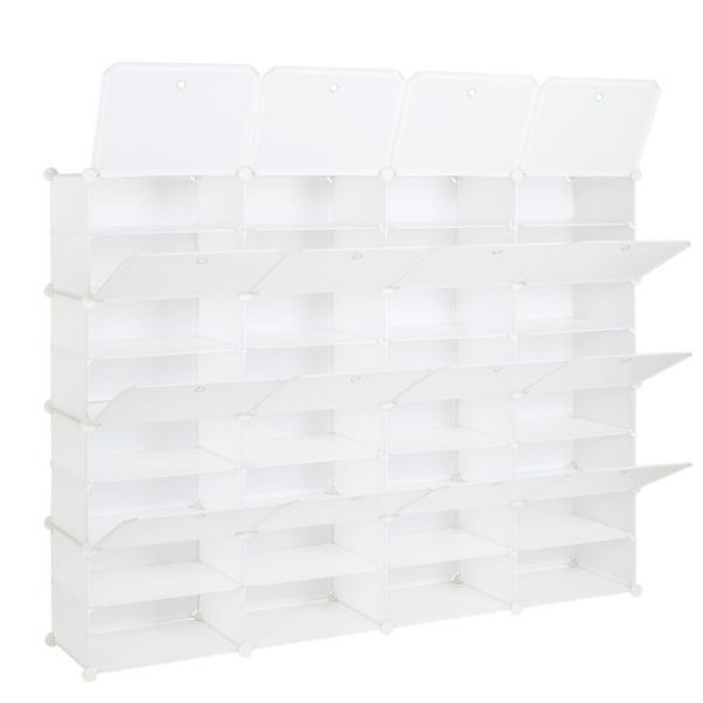 8 Tier Portable 64 Pair Shoe Rack Organizer 32 Grids Tower Shelf Storage Cabinet   53\