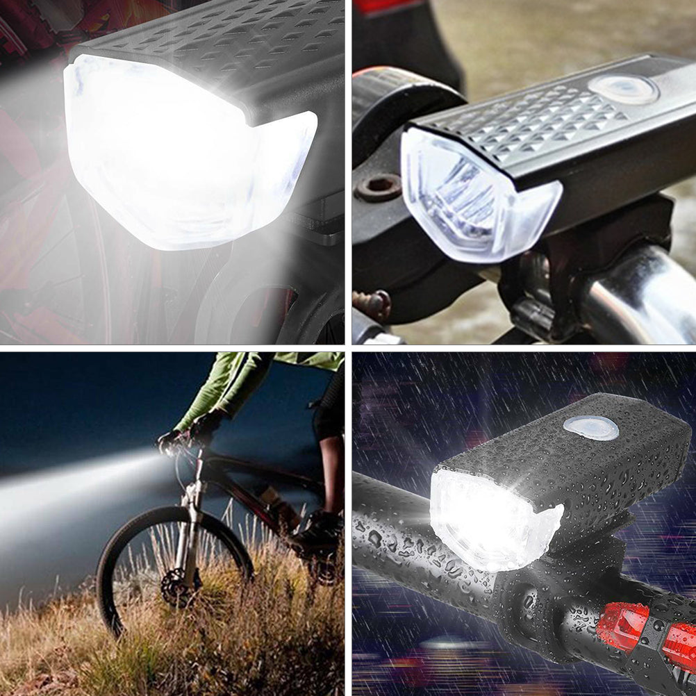 1 Set Bike Light Set Rechargeable LED Light Combo Cycling Safety Light