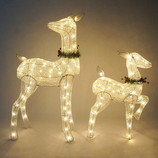 Joiedomi White Christmas Doe And Fawn Yard Lights 2 Packs 130 130 Led Lighted