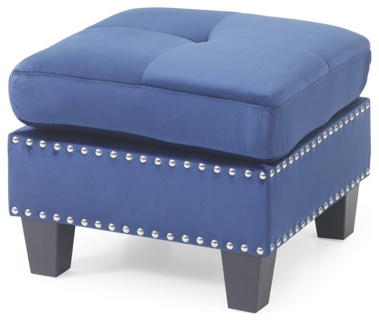 Glory Furniture Nailer Velvet Ottoman in Black   Transitional   Footstools And Ottomans   by Homesquare  Houzz