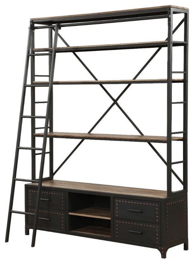 Ergode Bookshelf and Ladder   Industrial   Bookcases   by VirVentures  Houzz