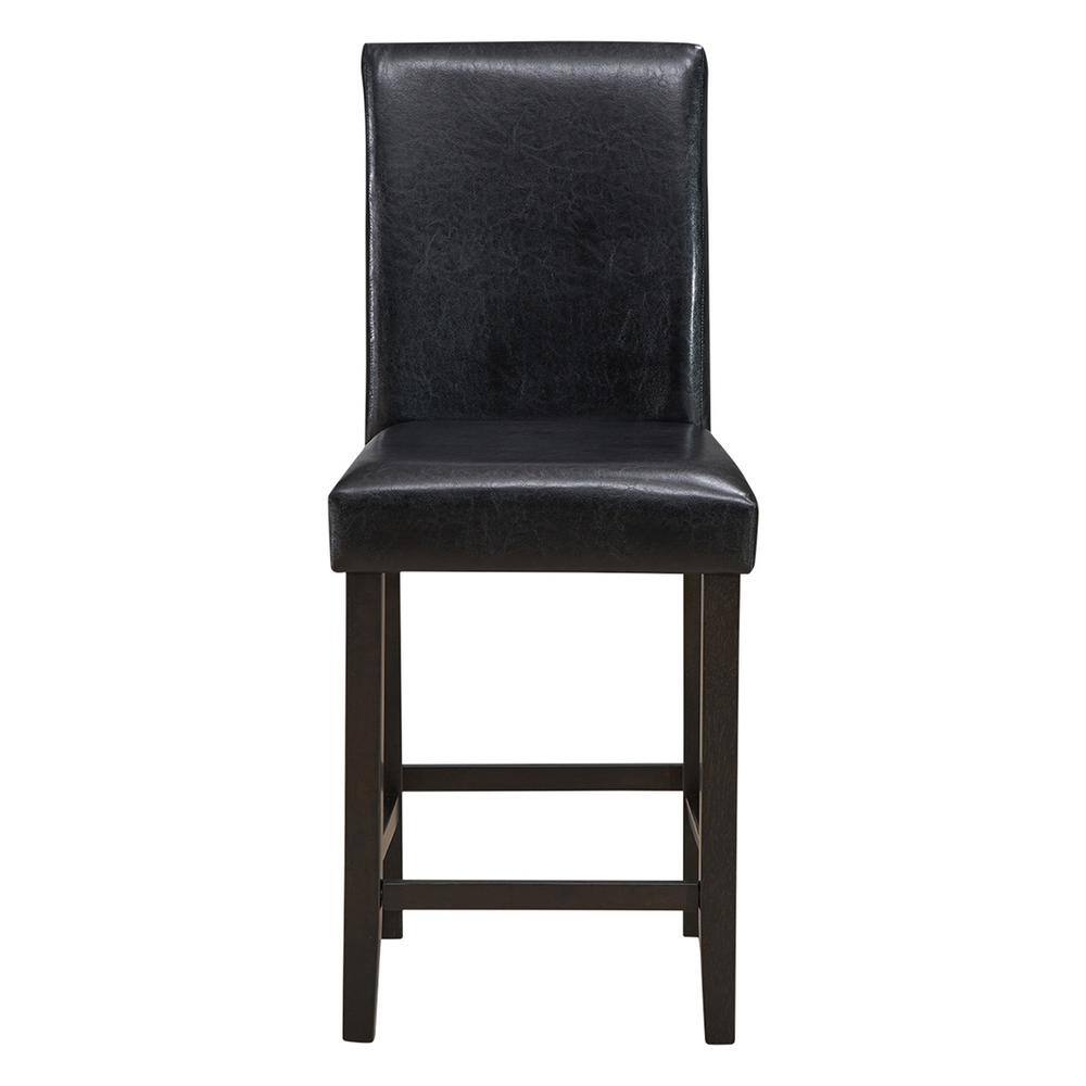 Gymax 41 in. H Bar Stools High Back Counter Height Barstool Pub Chair w/ Rubber Wood Legs Black (Set of 4) GYM05877