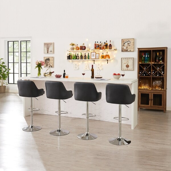 Javlergo Set of 4 Bar Stools Adjustable Counter Height Swivel Barstools with Back and Armrest