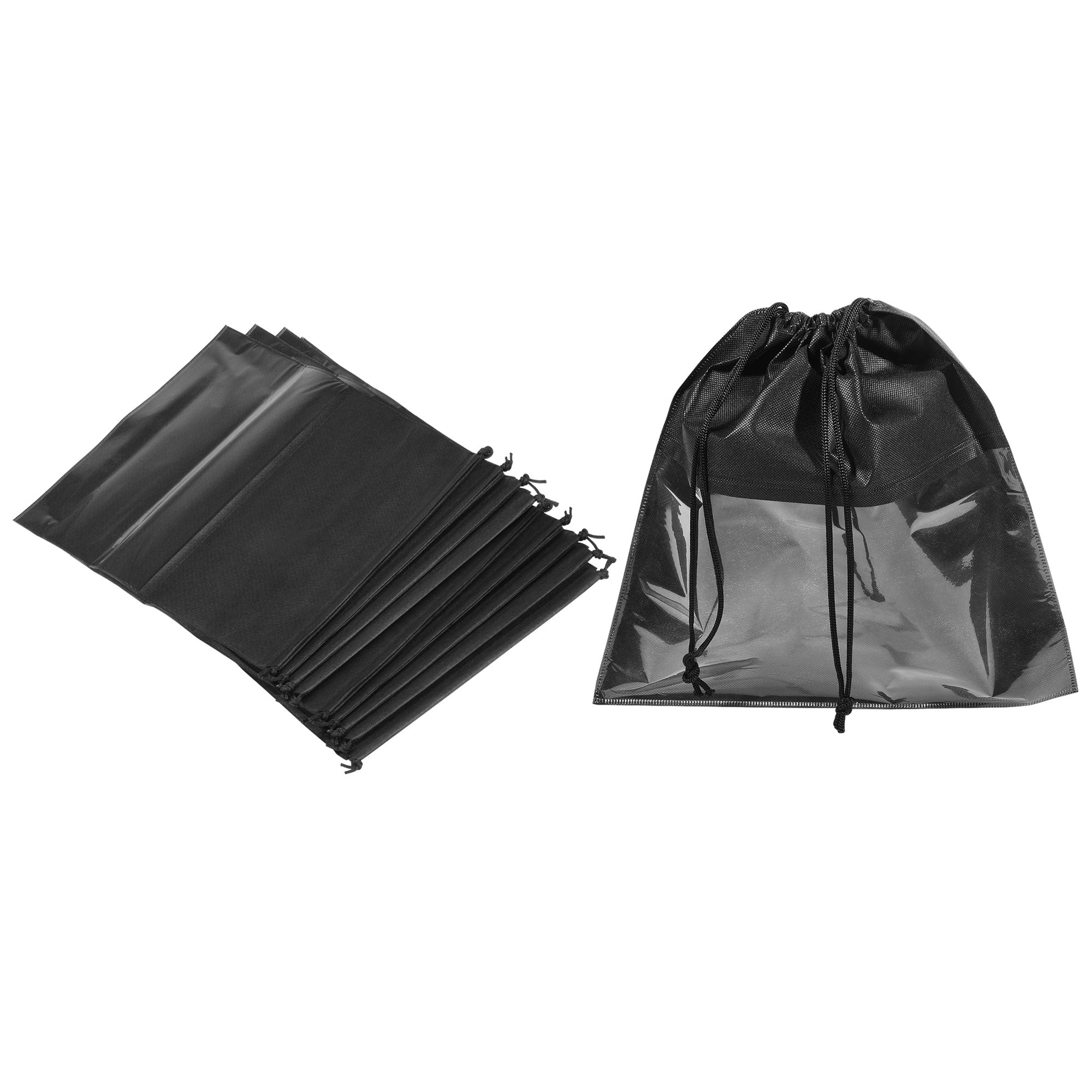 Uxcell 19.7'' Handbag Dust Cover Drawstring Bag for Handbags Purses NonWoven Fabric Black 10pcs