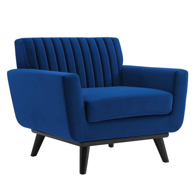 Engage Channel Tufted Performance Velvet Armchair Navy Modway