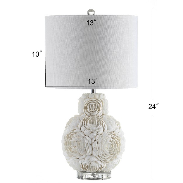 Seashell Rosette Table Lamp includes Led Light Bulb White Jonathan Y