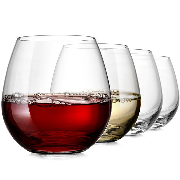 Zulay Kitchen 4 Piece Stemless Wine Glasses Set - Perfect For Wine and Other Cocktails