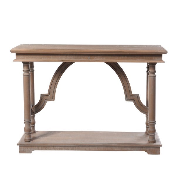 StyleCraft Wood Trestle Console Table with Arch Design - Brown with Whitewash Undertones