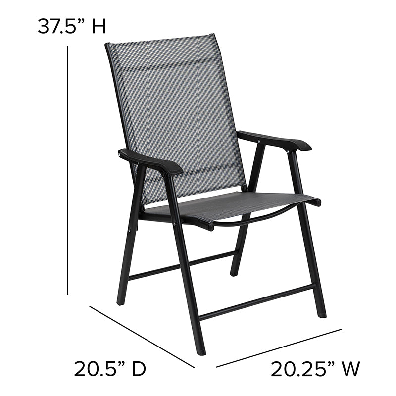 Flash Furniture Black Outdoor Folding Patio Sling Chair (2 Pack)